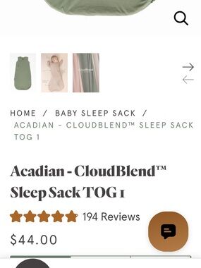 WildBird Acadian CloudBlend™ Baby Sleep Sack in Sage Green